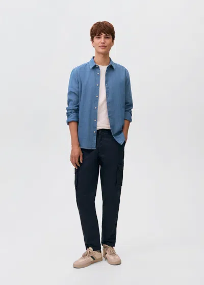 Mango Teen Cotton Denim Shirt In Blue