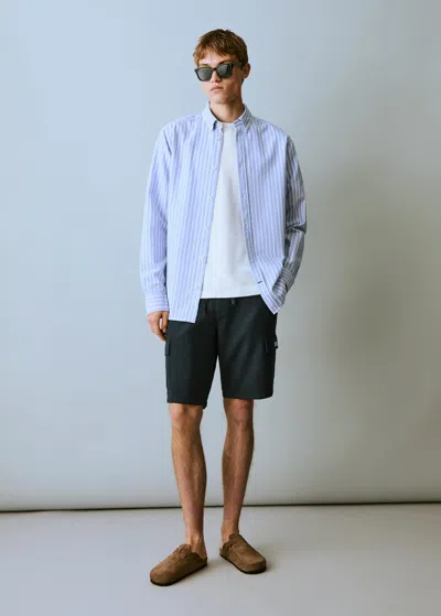Mango Teen Striped Oxford Shirt Blue