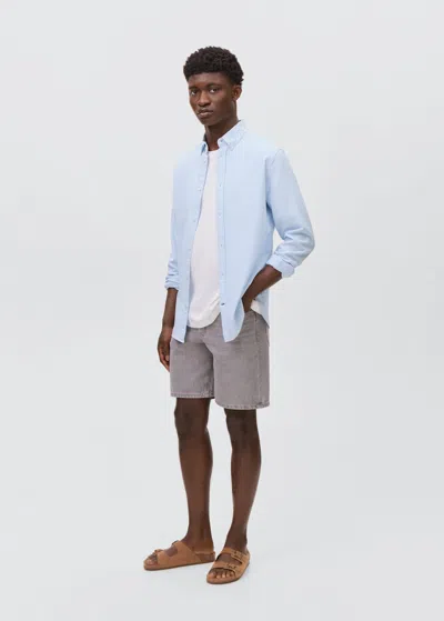 Mango Teen Striped Oxford Shirt Sky Blue