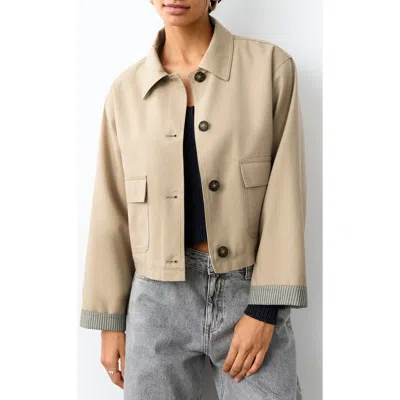Mango Teen Classic Crop Trench Jacket In Nude