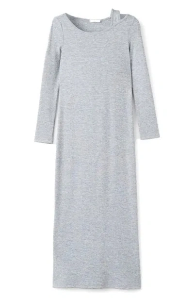 Mango Teen Cold Shoulder Long Sleeve Knit Maxi Dress In Gray