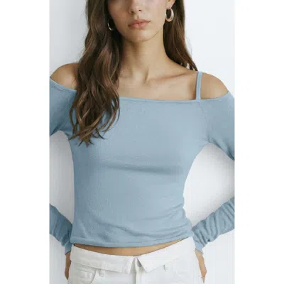 Mango Teen Cold Shoulder Sweater In Blue
