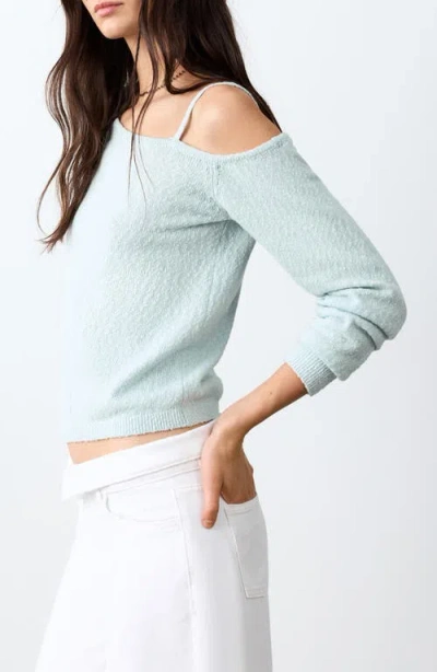 Mango Teen Cold Shoulder Sweater In Blue