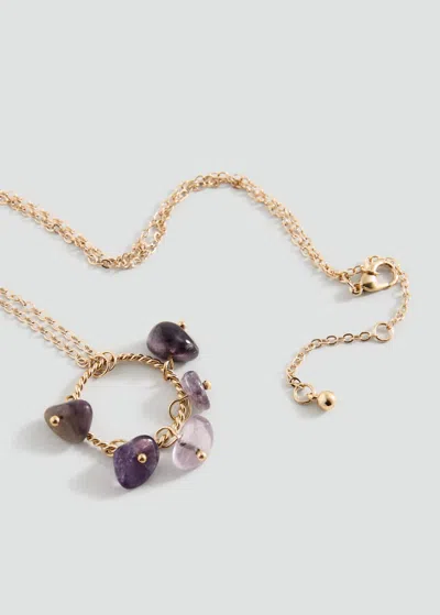 Mango Teen Stones Pendant Necklace Gold