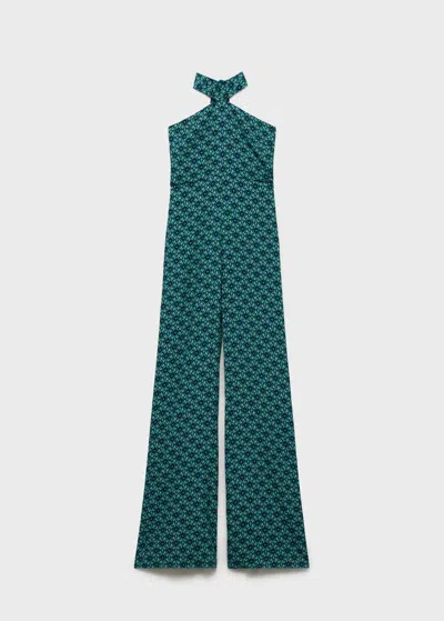 Mango Teen Long Printed Jumpsuit Turquoise
