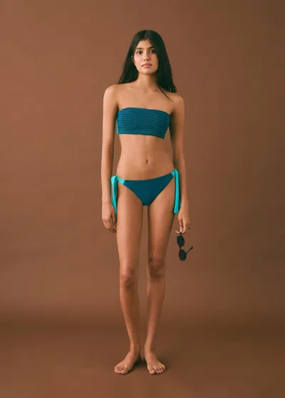 Mango Teen Contrast String Bikini Turquoise