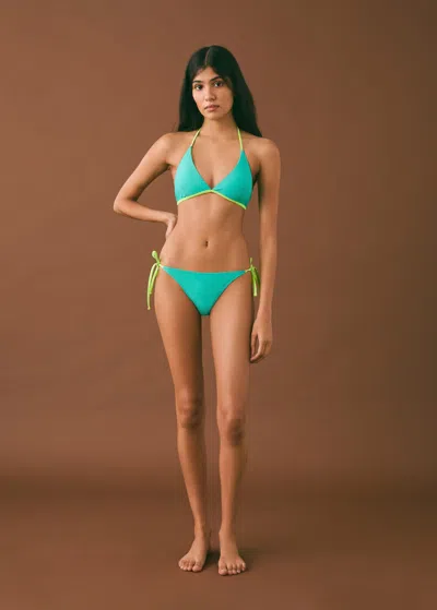 Mango Teen Contrast String Bikini Turquoise