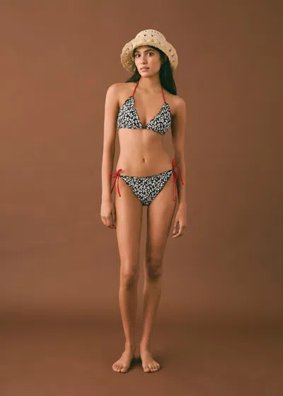 Mango Teen Contrast String Printed Bikini Black