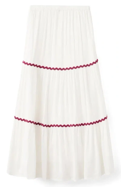Mango Teen Contrast Trim Maxi Skirt In White