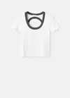 Mango Teen Contrasting Collar Cotton T-shirt Off White