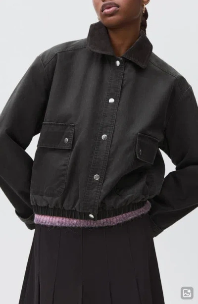Mango Teen Corduroy Collar Cotton Blend Bomber Jacket In Multi
