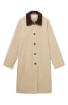 Mango Teen Corduroy Collar Trench Coat In Neutral
