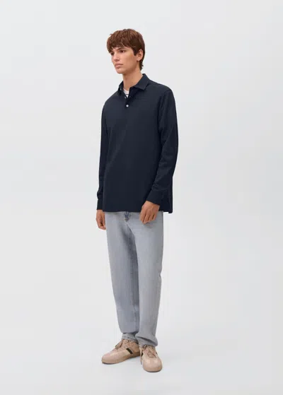 Mango Teen Cotton Basic Polo Shirt Navy In Blue