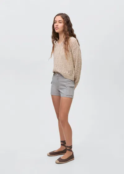Mango Teen Cotton Cargo Shorts Grey