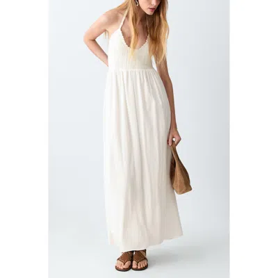 Mango Teen Cotton Crochet Overlay Bodice Maxi Sundress In Neutral