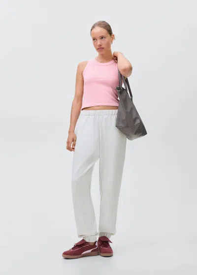 Mango Teen Jogging Coton Taille Élastique Gris Chiné Clair - Fille - Xs -  In Gray