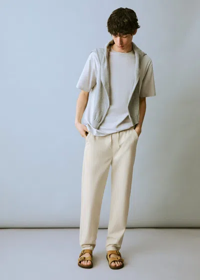 Mango Teen Cotton Linen-blend Trousers Sand