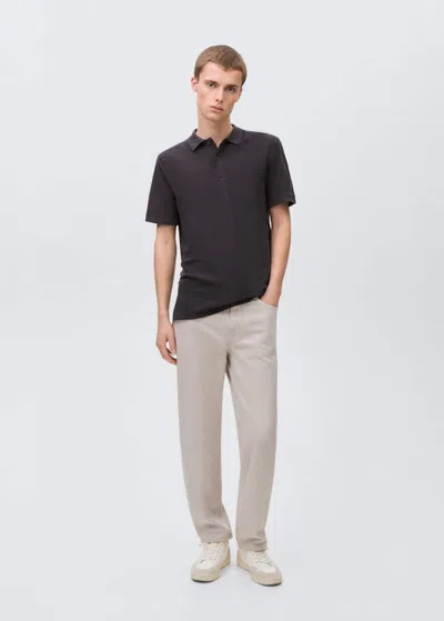 Mango Teen Polo Coton Piqué Gris Anthracite - Garçon - L -  In Charcoal