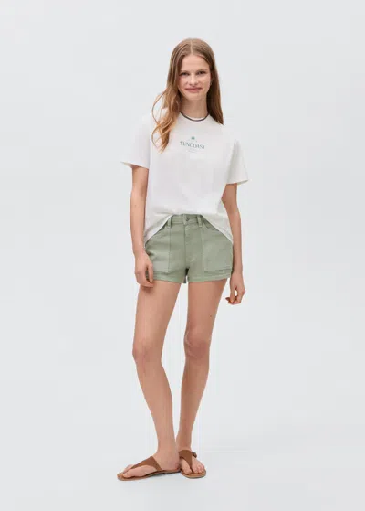 Mango Teen Cotton Shorts With Pockets Pastel Green