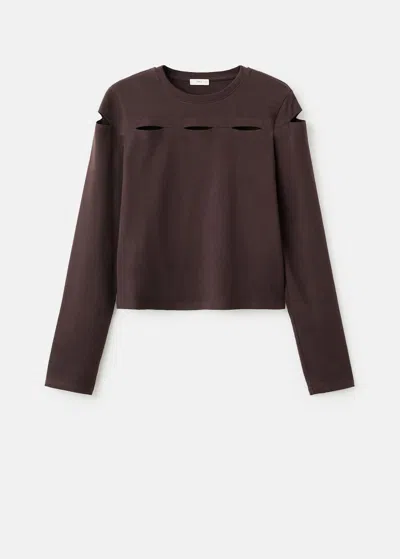 Mango Teen Cotton T-shirt With Cut-out Brown