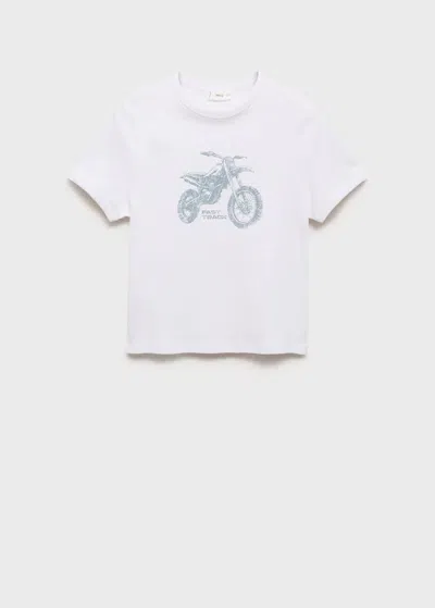 Mango Teen T-shirt Coton Motos Blanc Cassé - Fille - M -  In White