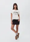Mango Teen Cotton T-shirt With Swan Pattern Off White In White