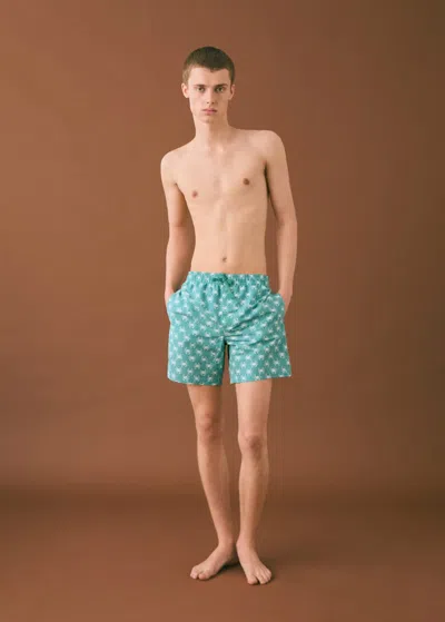 Mango Teen Crab-print Swimsuit Pastel Green