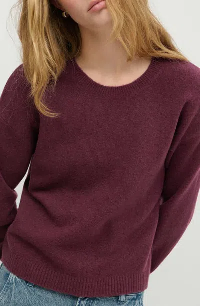 Mango Teen Crewneck Sweater In Burgundy