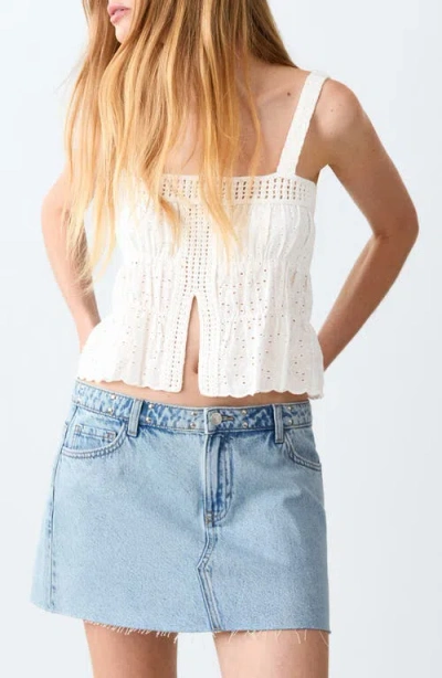 Mango Teen Crochet Trim Embroidered Eyelet Top In White