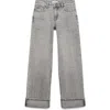 Mango Teen Cuff Hem Wide Leg Jeans In Gray