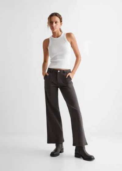 Mango Teen Culotte Trousers With Pockets Charcoal