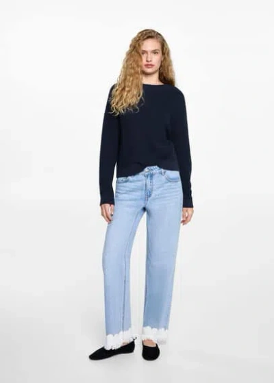 Mango Teen Cut-out Knitted Sweater Dark Navy