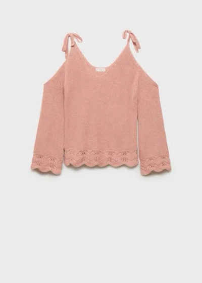 Mango Teen Cut-out Sweater Pastel Pink