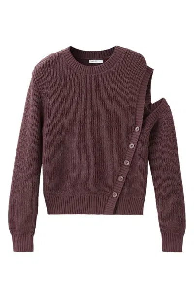 Mango Teen Cutout Detail Knit Sweater In Brown