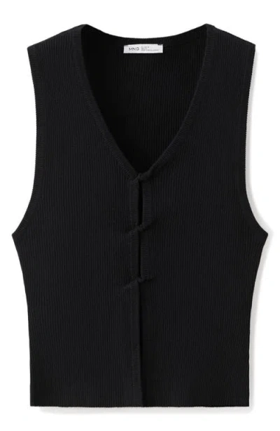 Mango Teen Cutout Sleeveless Rib Top In Black