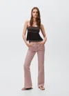 Mango Teen Jean Flare À Coutures Décoratives Rose Pastel - Fille - L -