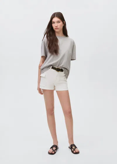 Mango Teen Denim Cargo Shorts Off White In Blanc Cassé