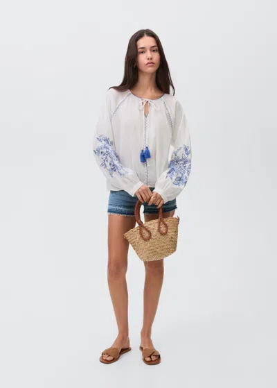 Mango Teen Denim Shorts With Frayed Hem Medium Blue