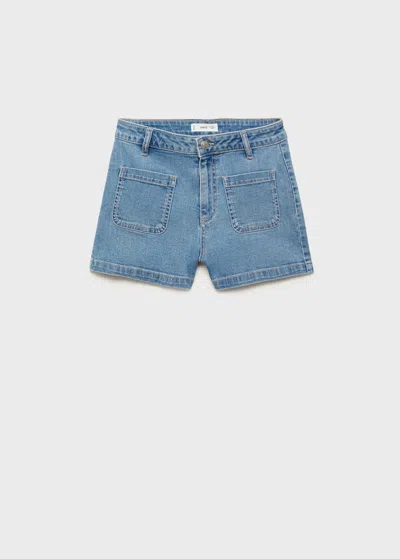 Mango Teen Denim Shorts With Pockets Light Blue