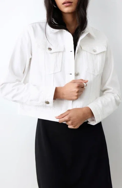 Mango Teen Denim Trucker Jacket In White