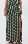 Mango Teen Diamond Print Maxi Skirt In Blue