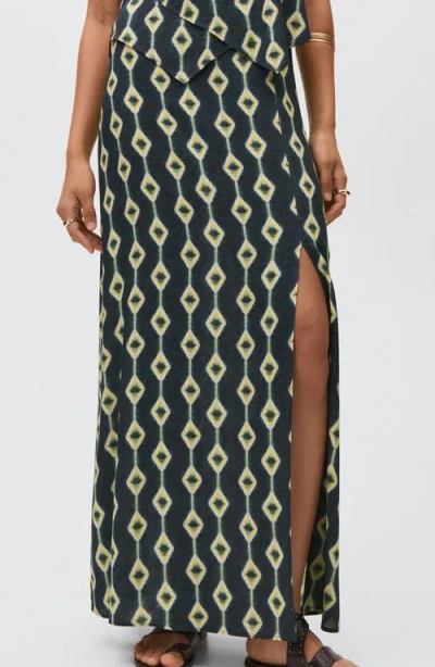 Mango Teen Diamond Print Maxi Skirt In Blue