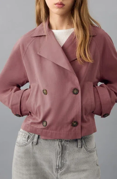 Mango Teen Double Breasted Crop Jacket In Pink