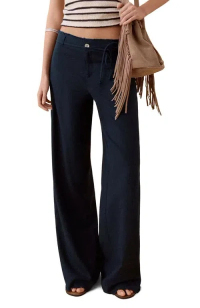 Mango Teen Drawstring Straight Leg Pants In Blue