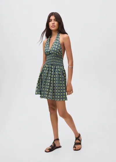Mango Teen Dress Navy In Blue