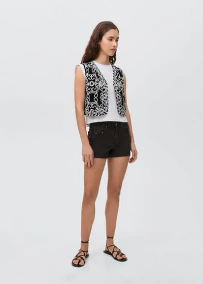 Mango Teen Embroidered Gilet Off White