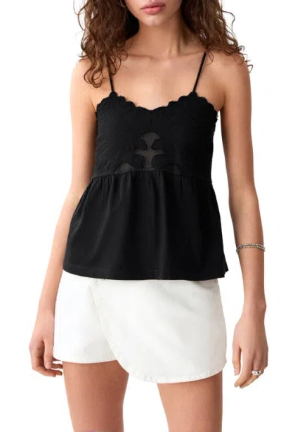 Mango Teen Embroidered Peplum Camisole In Black