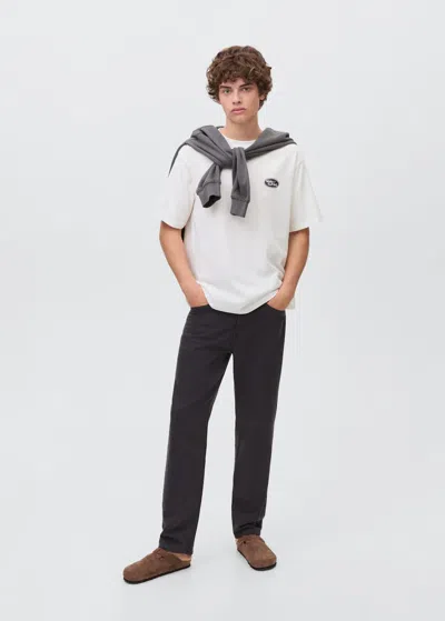 Mango Teen Embroidered Printed T-shirt Off White