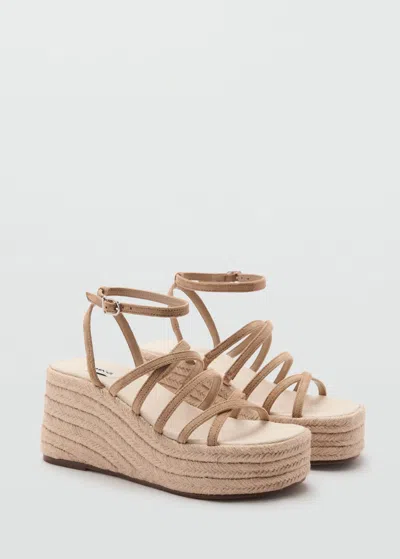 Mango Teen Esparto Platform Sandals Medium Brown