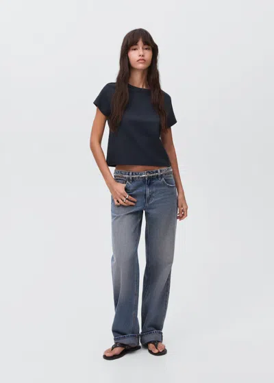 Mango Teen T-shirt Basique En Coton Bleu Marine - Fille - L -  In Black
